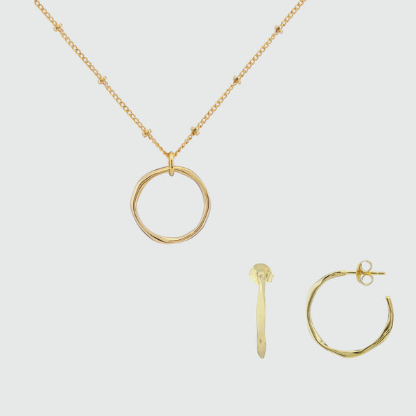 Ronda Round Yellow Gold Vermeil Jewellery Set-Auree Jewellery