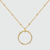 Ronda Round Yellow Gold Vermeil Pendant with Beaded Chain