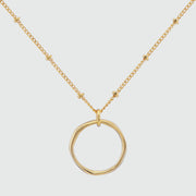 Ronda Round Yellow Gold Vermeil Pendant with Beaded Chain