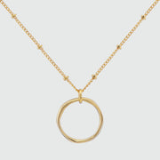 Ronda Round Yellow Gold Vermeil Pendant with Beaded Chain-Auree Jewellery