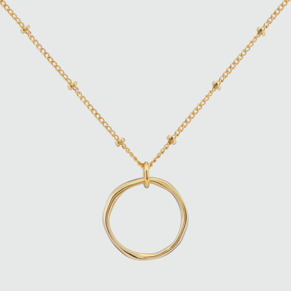 Ronda Round Yellow Gold Vermeil Pendant with Beaded Chain