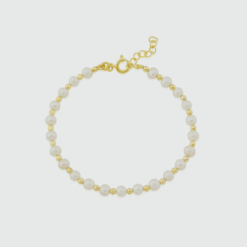 Sapa White Pearl & Yellow Gold Vermeil Nugget Bracelet