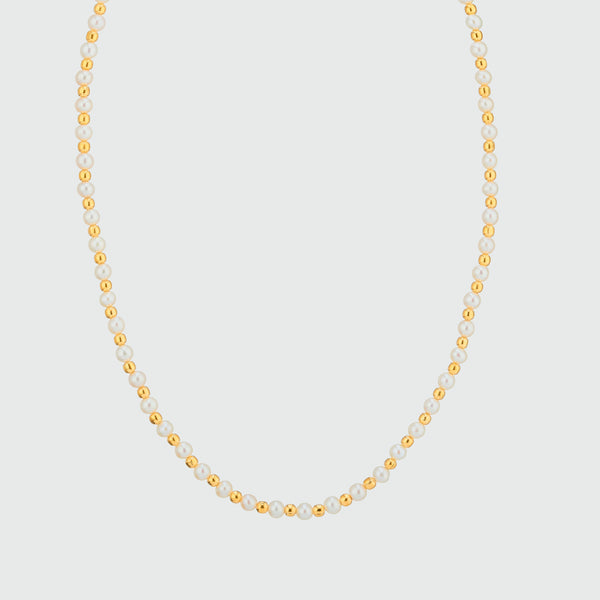 Sapa White Pearl & Yellow Gold Vermeil Nugget Necklace