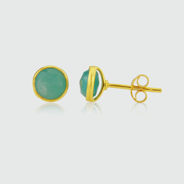 Savanne Gold Vermeil & Amazonite Stud Earrings-Auree Jewellery