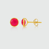 Savanne Gold Vermeil & Fuchsia Pink Chalcedony Stud Earrings-Auree Jewellery