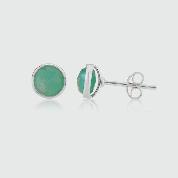 Savanne Sterling Silver & Amazonite Stud Earrings-Auree Jewellery