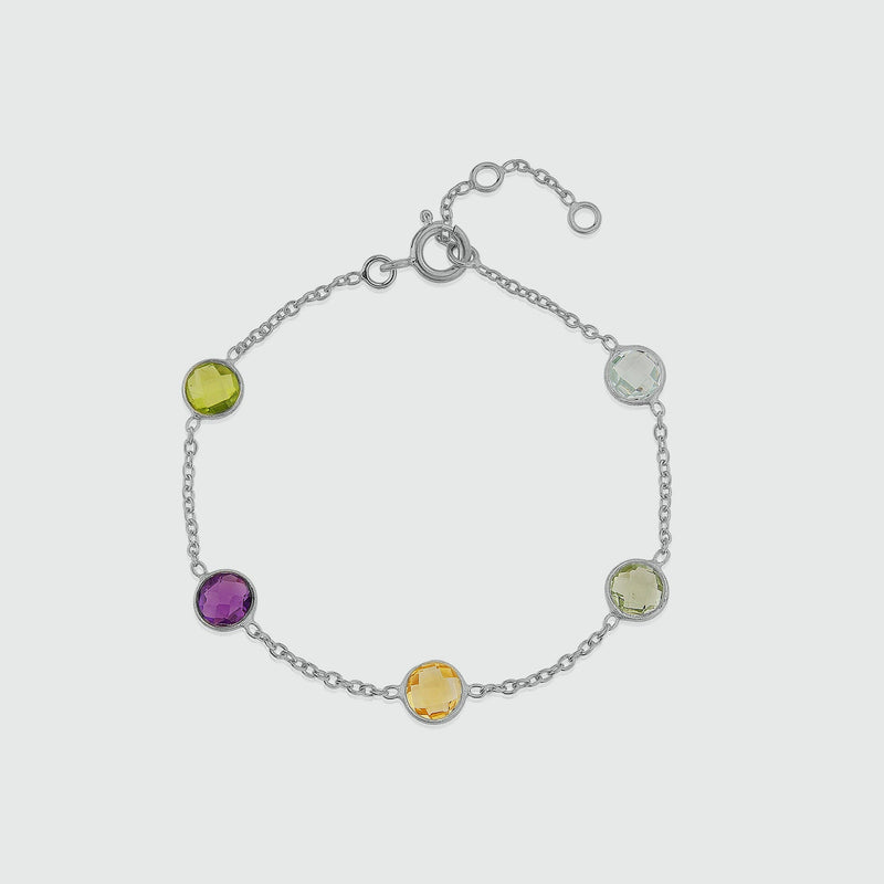 Chennai Multi Gemstone & Sterling Silver Bracelet-Auree Jewellery