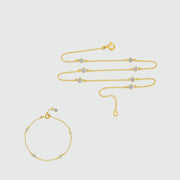 Sofia Yellow Gold & Cubic Zirconia 15" Necklace Set