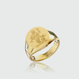 Sydney Solid Gold Ladies Engraved Signet Ring