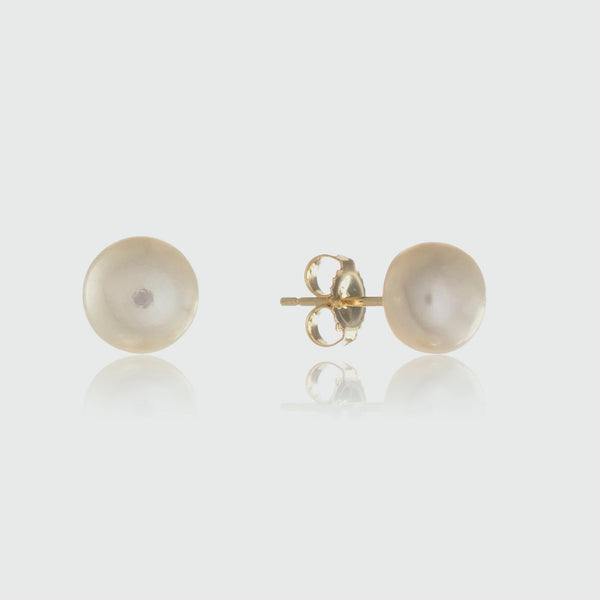 Seville White Pearl & Gold Vermeil Stud Earrings-Auree Jewellery