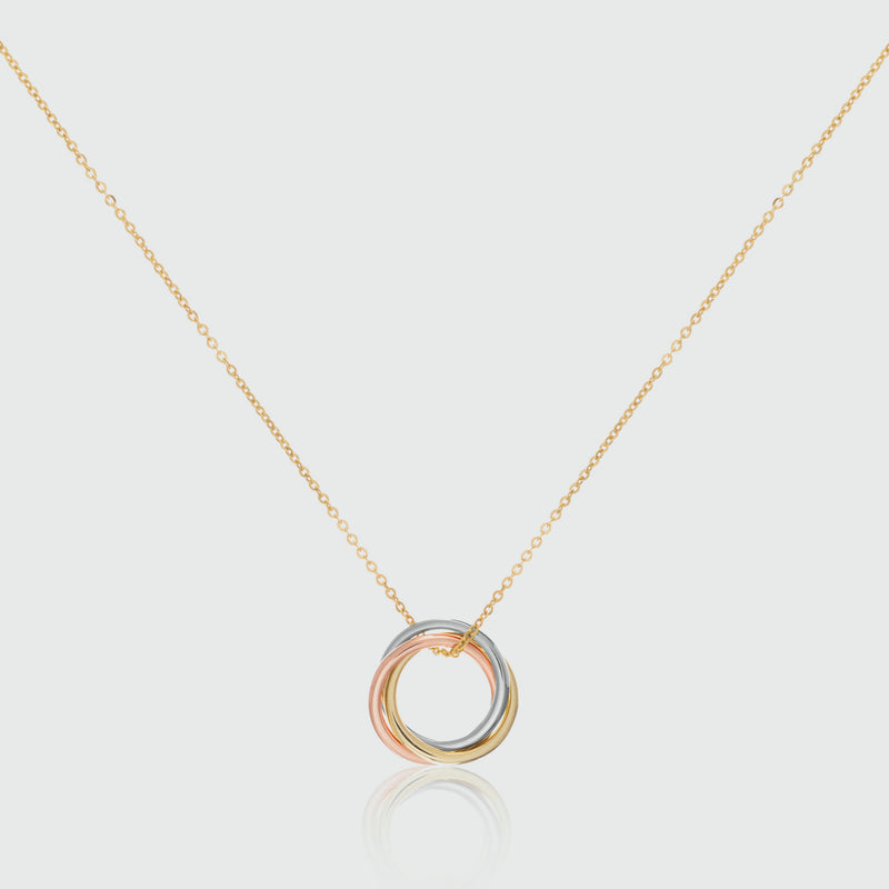 Knightsbridge Three Colour Gold Vermeil Russian Wedding Ring Necklace