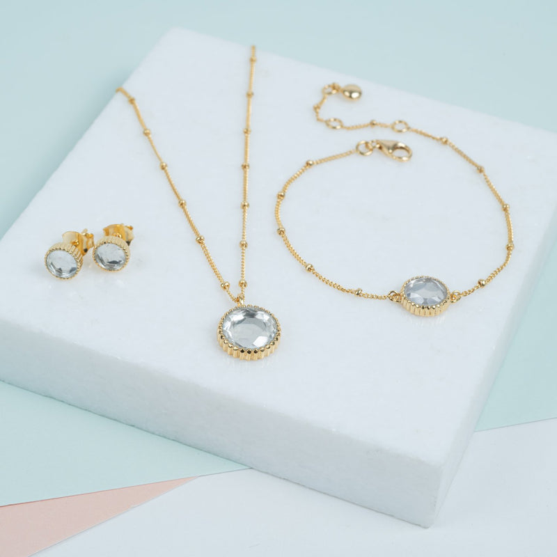 Barcelona April Birthstone Crystal & Gold Vermeil Jewellery Set-Auree Jewellery