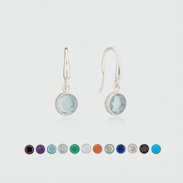 Barcelona Sterling Silver Birthstone Hook Earrings-Auree Jewellery