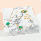 Barcelona May Birthstone Chrysoprase & Gold Vermeil Jewellery Set-Auree Jewellery