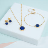 Barcelona September Birthstone Lapis Lazuli & Gold Vermeil Jewellery Set-Auree Jewellery