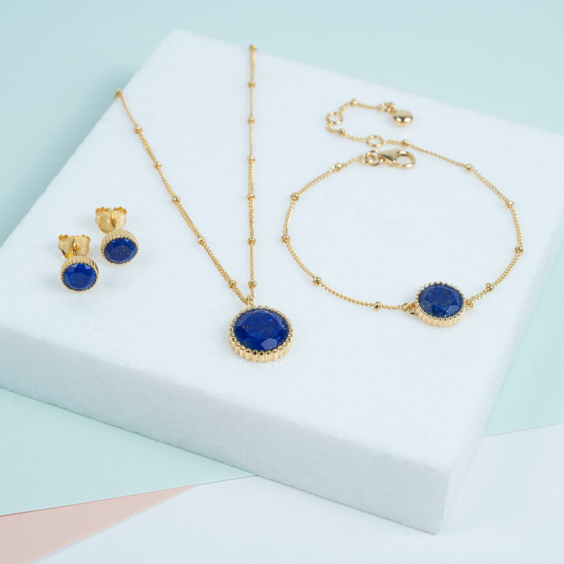 Barcelona September Birthstone Lapis Lazuli & Gold Vermeil Jewellery Set