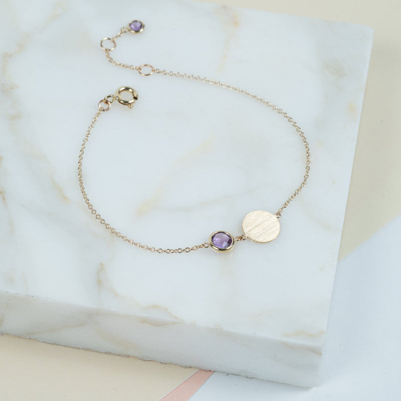 Bali  9ct Gold Amethyst February Birthstone Bracelet-Auree Jewellery