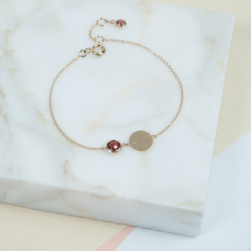 Bali 9ct Gold Garnet January Birthstone Bracelet-Auree Jewellery