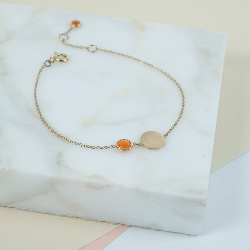 Bali 9ct Gold Carnelian July Birthstone Bracelet-Auree Jewellery