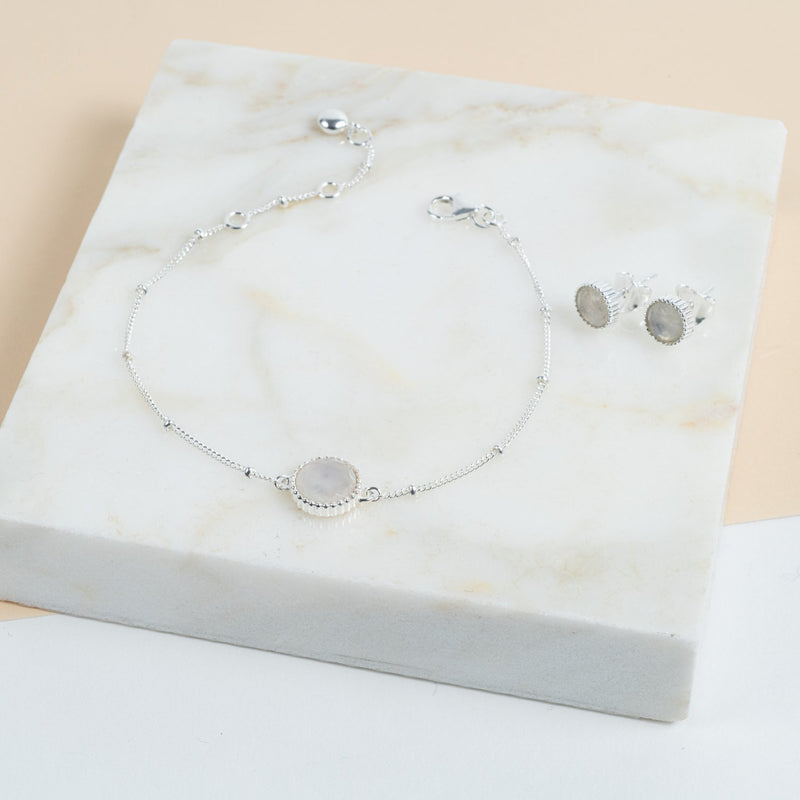 Barcelona Silver June Moonstone Birthstone Bracelet-Auree Jewellery