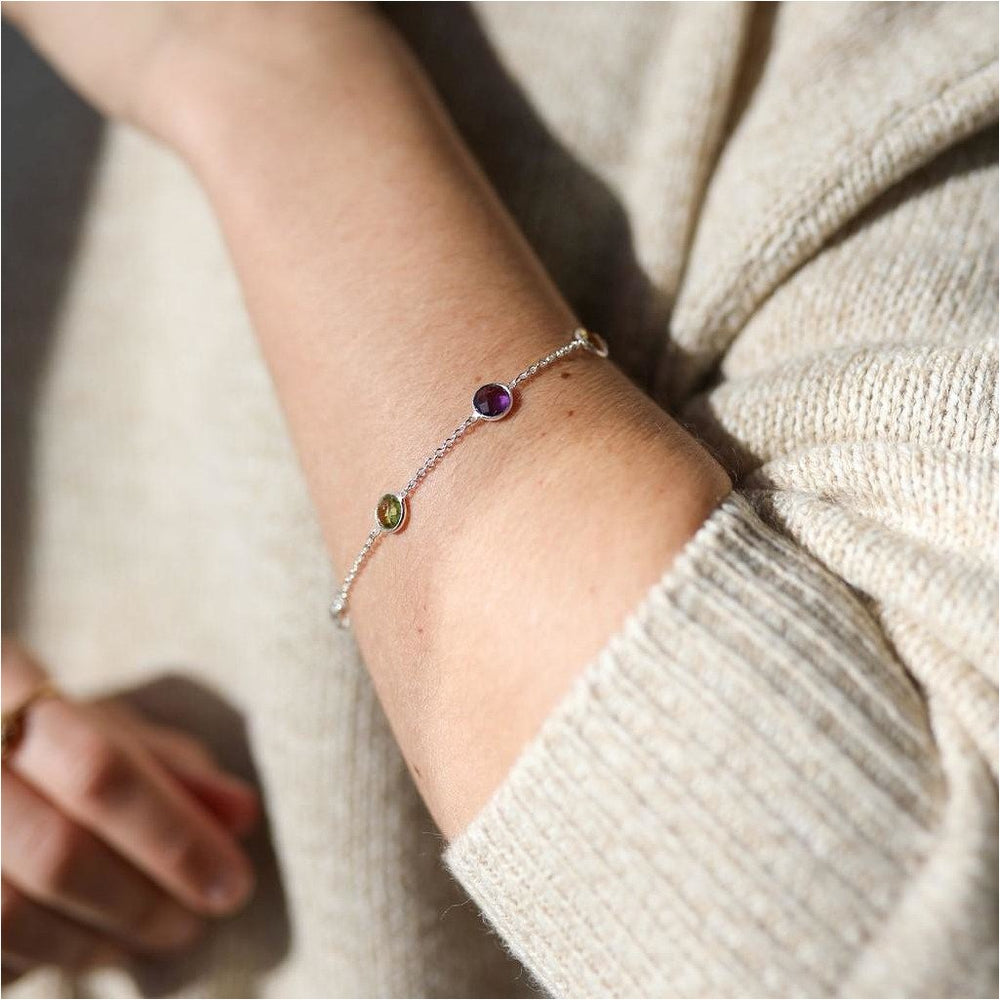 Sterling silver multi gemstone bracelet deals