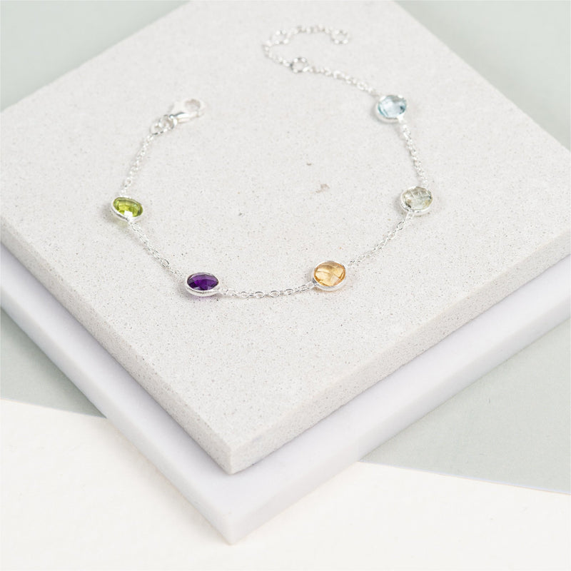 Chennai Multi Gemstone & Sterling Silver Bracelet-Auree Jewellery