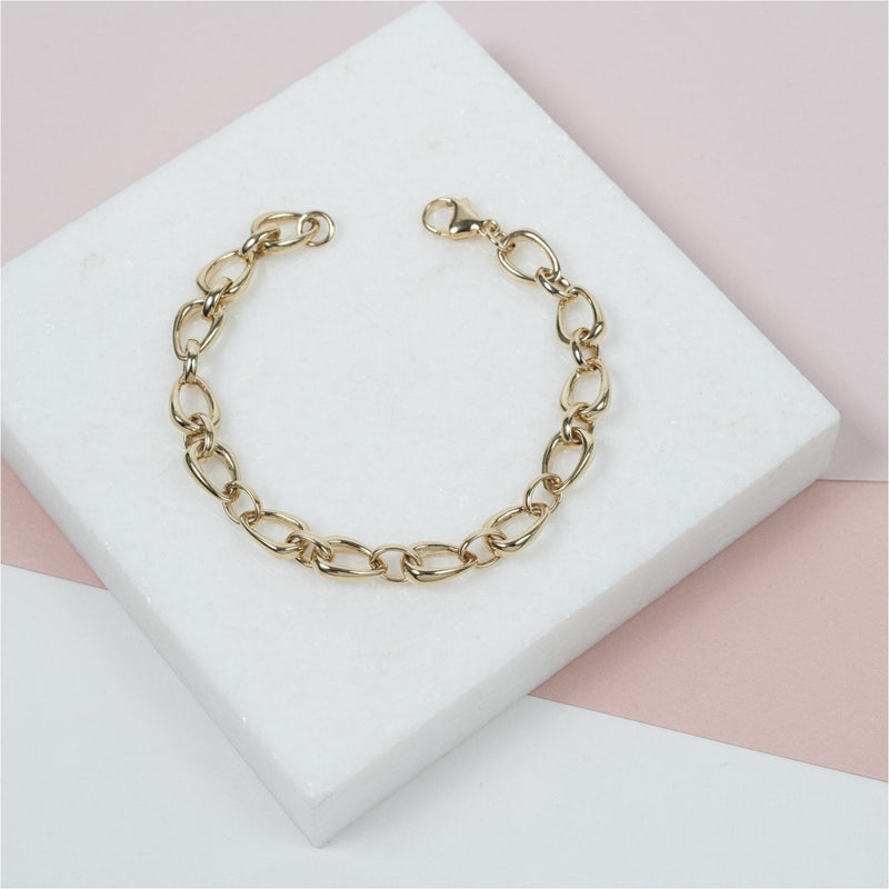 Egerton 9ct Yellow Gold Raindrop Link Bracelet-Auree Jewellery
