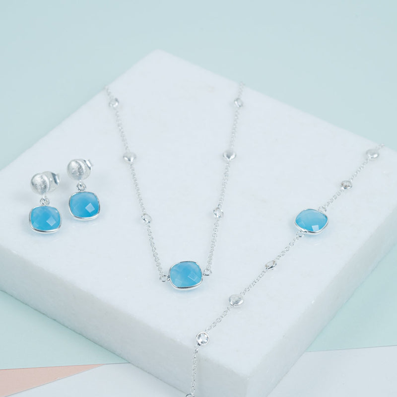 Bracelets & Bangles - Iseo Blue Chalcedony & Sterling Silver Bracelet