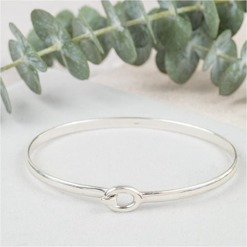 Sterling Silver Bangle, Hook Clasp