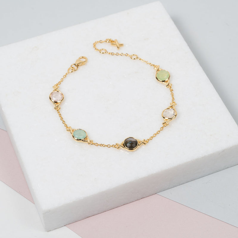 Bracelets & Bangles - Palma Multi Gemstone & Gold Vermeil Friendship Bracelet