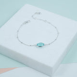 Pollara Aqua Chalcedony & Sterling Silver Beaded Bracelet