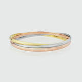 Walton 9ct Three Colour Gold Russian Wedding Bangle-Auree Jewellery