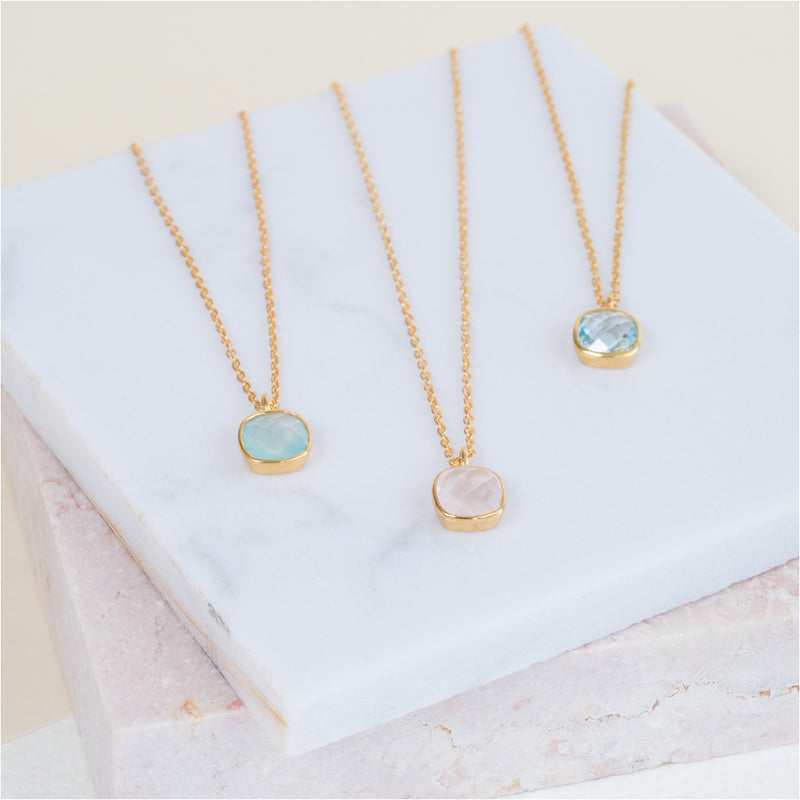 Brooklyn Aqua Chalcedony & Gold Vermeil Jewellery Set-Auree Jewellery