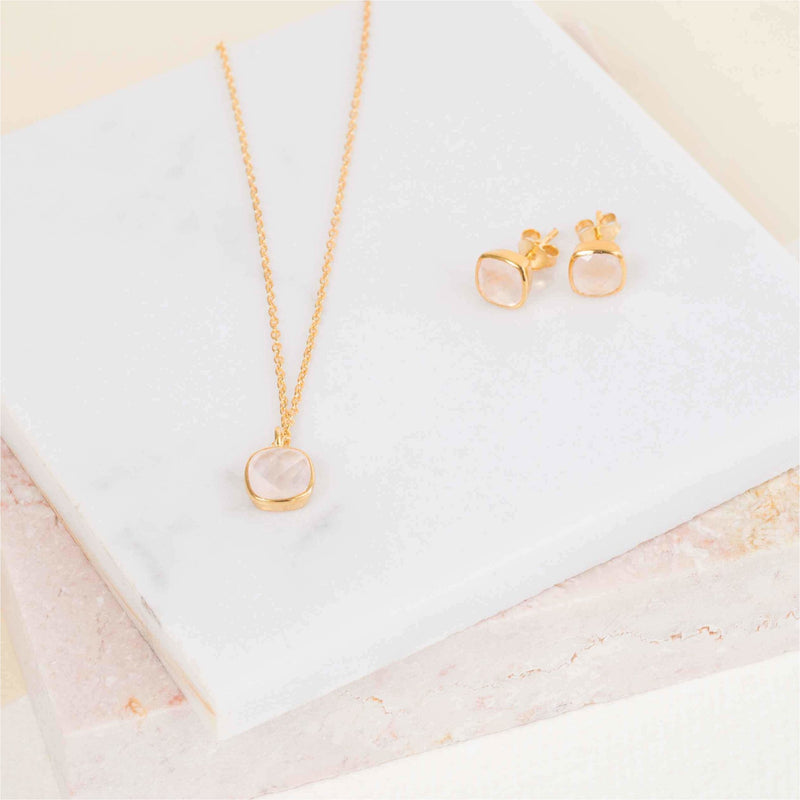 Brooklyn Rose Quartz & Gold Vermeil Jewellery Set-Auree Jewellery