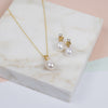 Drayton White Pearl & Cubic Zirconia Gold Vermeil Jewellery Set-Auree Jewellery