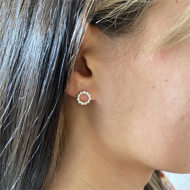 Abla Sterling Silver Beaded Circle Stud Earrings