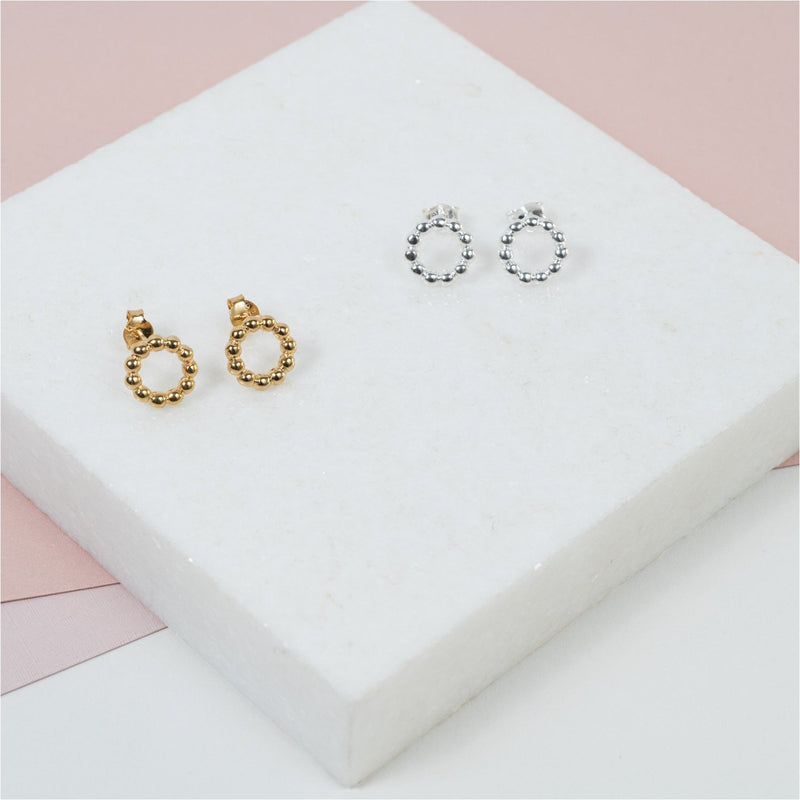 Abla Sterling Silver Beaded Circle Stud Earrings