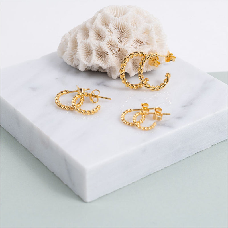 Earrings - Alhambra Micro Twisted Gold Vermeil Hoop Earrings