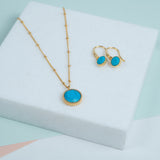 Barcelona December Turquoise Birthstone Hook Earrings-Auree Jewellery