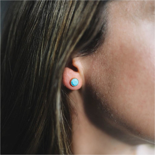 Barcelona December Turquoise Birthstone Stud Earrings-Auree Jewellery