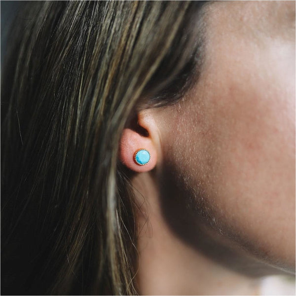 Earrings - Barcelona December Birthstone Stud Earrings Turquoise