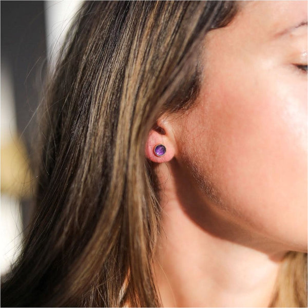 Barcelona February Amethyst Birthstone Stud Earrings-Auree Jewellery