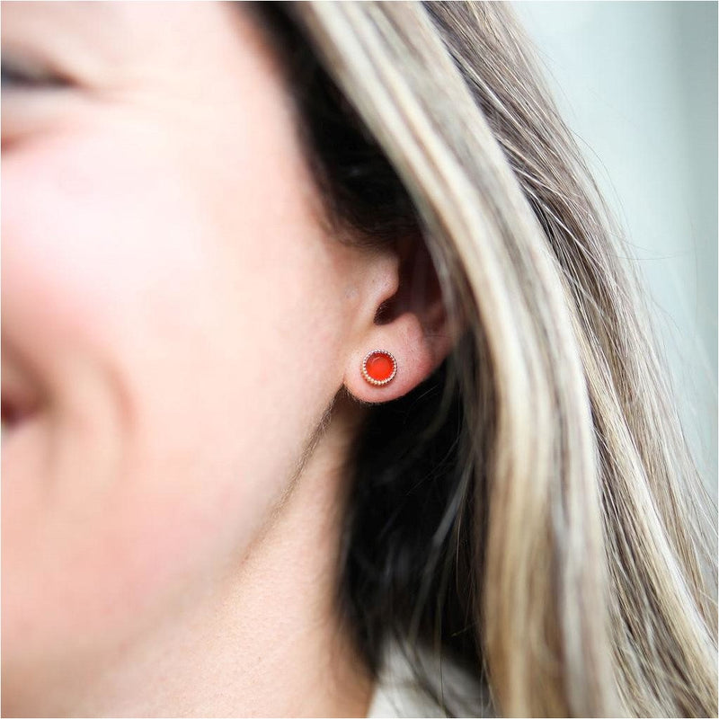 Barcelona July Carnelian Birthstone Stud Earrings-Auree Jewellery