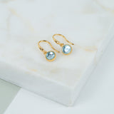 Barcelona March Blue Topaz Birthstone Hook Earrings-Auree Jewellery