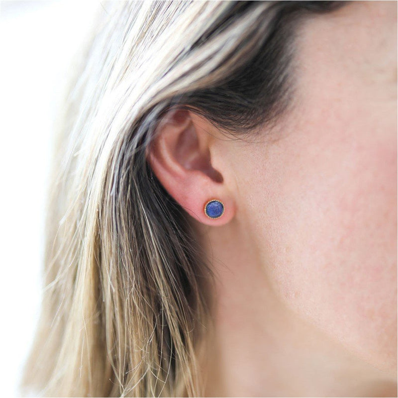 Barcelona September Lapis Lazuli Birthstone Stud Earrings-Auree Jewellery