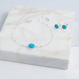 Barcelona Silver December Turquoise Birthstone Stud Earrings-Auree Jewellery