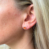 Earrings - Barcelona Silver July Birthstone Stud Earrings Carnelian