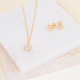 Brooklyn Gold & Rose Quartz Cushion Stud Earrings