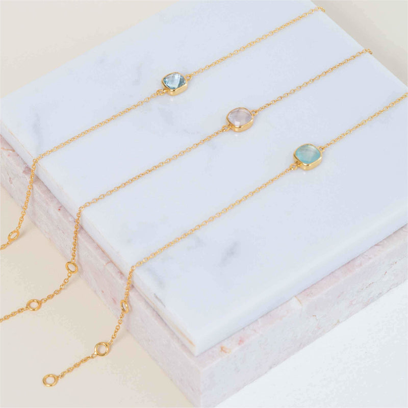 Brooklyn Gold & Rose Quartz Cushion Stud Earrings