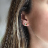 Earrings - Brooklyn Green Amethyst & Gold Vermeil Cushion Stud Earrings